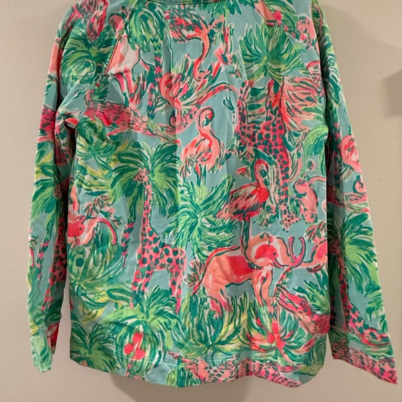 LILLY PULITZER “KIDS” Tropical Flamingo 🦩 1/2 ZIP Sweatshirt - Pink and Green - Picture 3 of 3